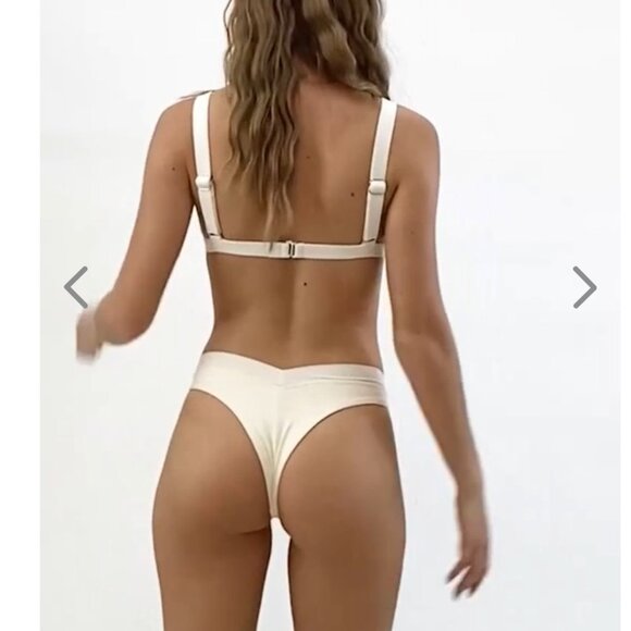 NWT OneOne Swimwear Bikini SET Pearl Cream Beige White Jesse Kameron New Ivory - Picture 9 of 16